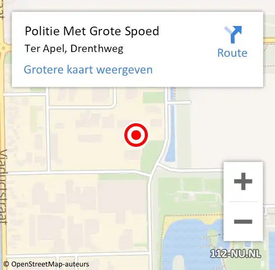 Locatie op kaart van de 112 melding: Politie Met Grote Spoed Naar Ter Apel, Drenthweg op 5 april 2024 07:14