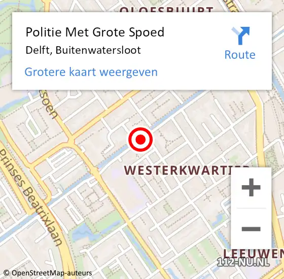 Locatie op kaart van de 112 melding: Politie Met Grote Spoed Naar Delft, Buitenwatersloot op 5 april 2024 07:22