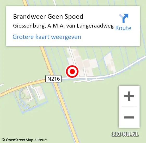 Locatie op kaart van de 112 melding: Brandweer Geen Spoed Naar Giessenburg, A.M.A. van Langeraadweg op 5 april 2024 07:24
