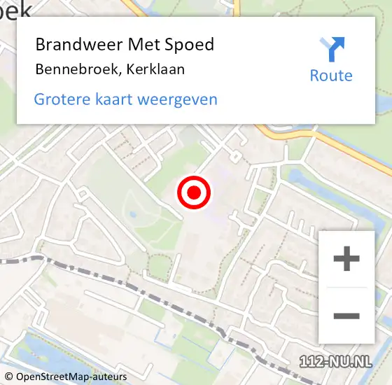 Locatie op kaart van de 112 melding: Brandweer Met Spoed Naar Bennebroek, Kerklaan op 5 april 2024 07:24
