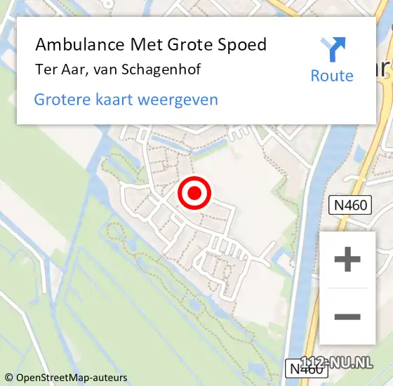 Locatie op kaart van de 112 melding: Ambulance Met Grote Spoed Naar Ter Aar, van Schagenhof op 5 april 2024 07:27