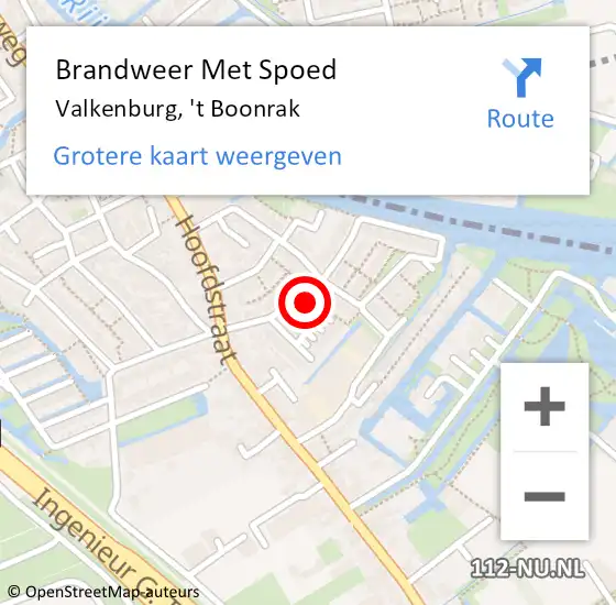 Locatie op kaart van de 112 melding: Brandweer Met Spoed Naar Valkenburg, 't Boonrak op 5 april 2024 07:53