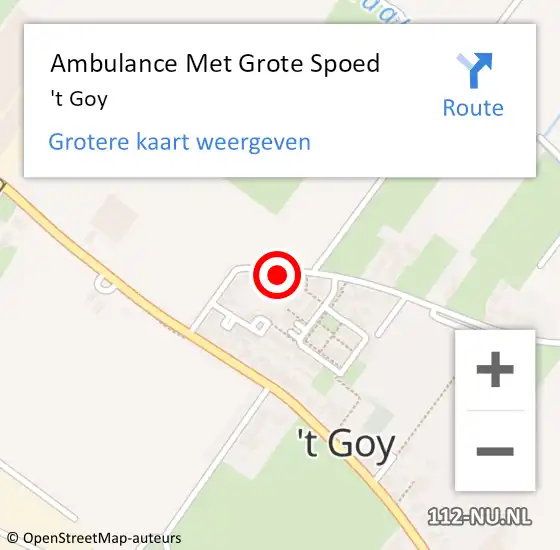 Locatie op kaart van de 112 melding: Ambulance Met Grote Spoed Naar 't Goy op 5 april 2024 08:01
