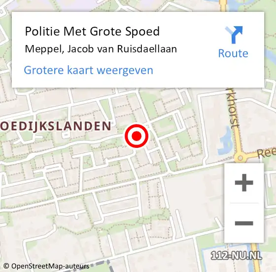 Locatie op kaart van de 112 melding: Politie Met Grote Spoed Naar Meppel, Jacob van Ruisdaellaan op 5 april 2024 08:15