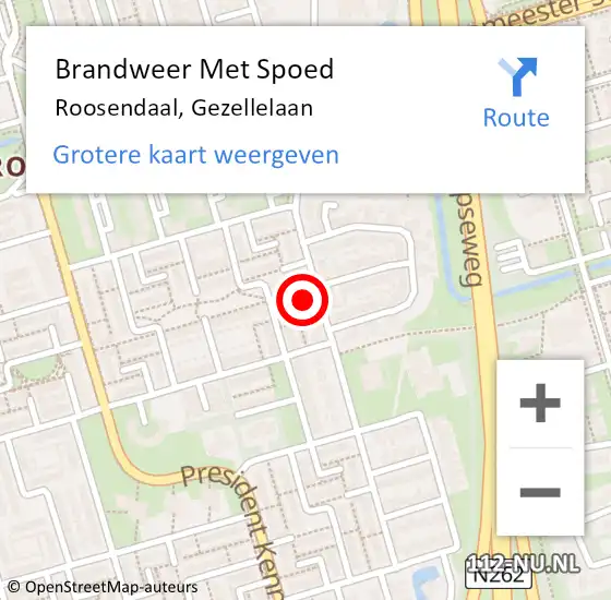 Locatie op kaart van de 112 melding: Brandweer Met Spoed Naar Roosendaal, Gezellelaan op 5 april 2024 09:20