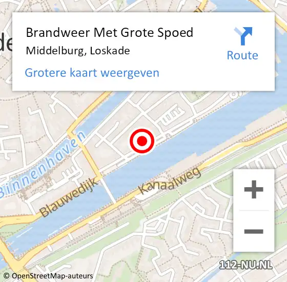 Locatie op kaart van de 112 melding: Brandweer Met Grote Spoed Naar Middelburg, Loskade op 5 april 2024 09:26