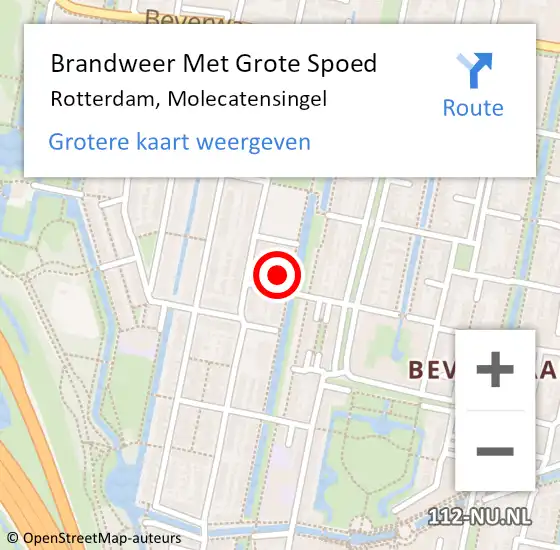 Locatie op kaart van de 112 melding: Brandweer Met Grote Spoed Naar Rotterdam, Molecatensingel op 5 april 2024 10:03