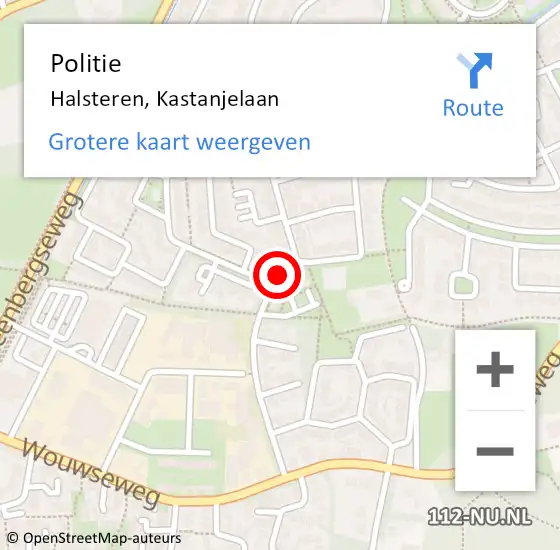Locatie op kaart van de 112 melding: Politie Halsteren, Kastanjelaan op 5 april 2024 10:22