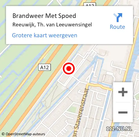 Locatie op kaart van de 112 melding: Brandweer Met Spoed Naar Reeuwijk, Th. van Leeuwensingel op 5 april 2024 10:33
