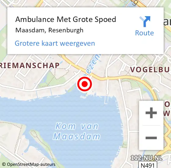 Locatie op kaart van de 112 melding: Ambulance Met Grote Spoed Naar Maasdam, Resenburgh op 5 april 2024 10:35
