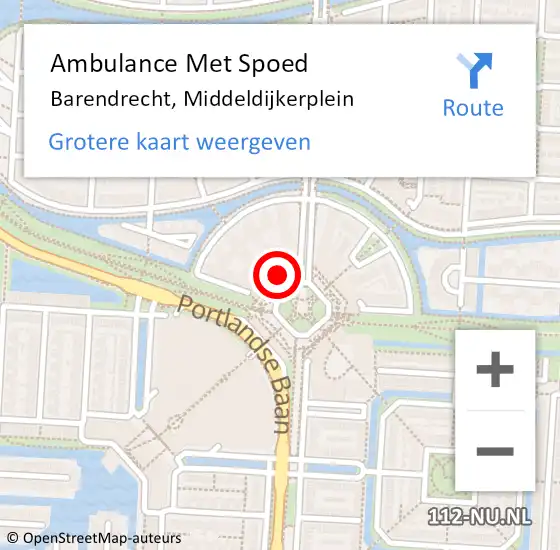 Locatie op kaart van de 112 melding: Ambulance Met Spoed Naar Barendrecht, Middeldijkerplein op 5 april 2024 11:44