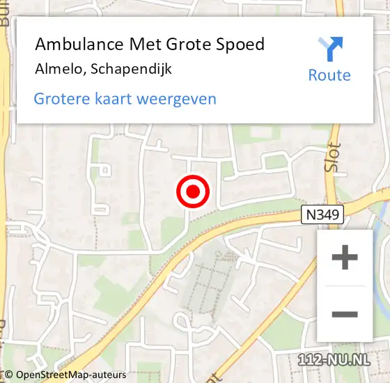 Locatie op kaart van de 112 melding: Ambulance Met Grote Spoed Naar Almelo, Schapendijk op 5 april 2024 12:20
