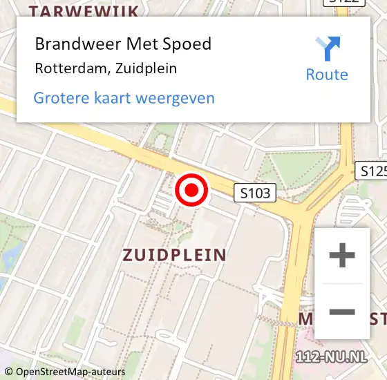 Locatie op kaart van de 112 melding: Brandweer Met Spoed Naar Rotterdam, Zuidplein op 5 april 2024 13:28