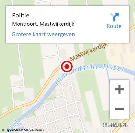 Locatie op kaart van de 112 melding: Politie Montfoort, Mastwijkerdijk op 5 april 2024 13:31