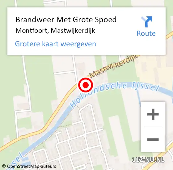 Locatie op kaart van de 112 melding: Brandweer Met Grote Spoed Naar Montfoort, Mastwijkerdijk op 5 april 2024 13:31