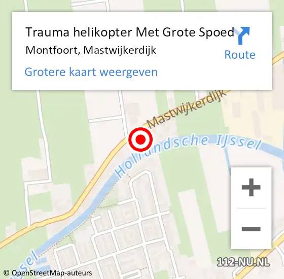 Locatie op kaart van de 112 melding: Trauma helikopter Met Grote Spoed Naar Montfoort, Mastwijkerdijk op 5 april 2024 13:33