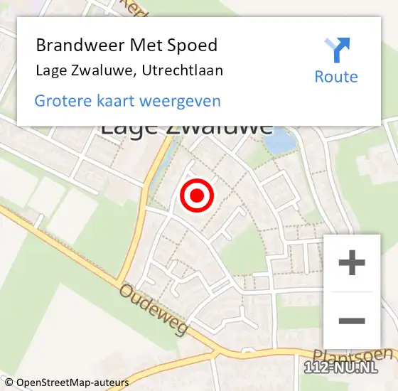 Locatie op kaart van de 112 melding: Brandweer Met Spoed Naar Lage Zwaluwe, Utrechtlaan op 5 april 2024 14:12