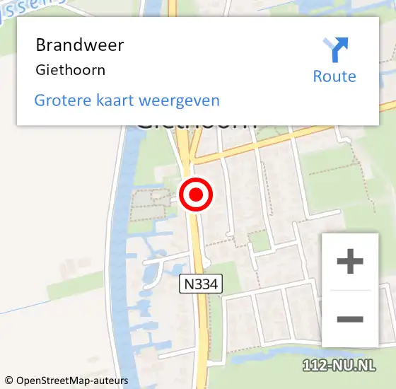 Locatie op kaart van de 112 melding: Brandweer Giethoorn op 5 april 2024 14:13