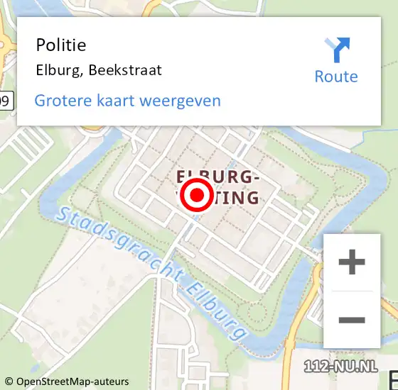 Locatie op kaart van de 112 melding: Politie Elburg, Beekstraat op 5 april 2024 14:17
