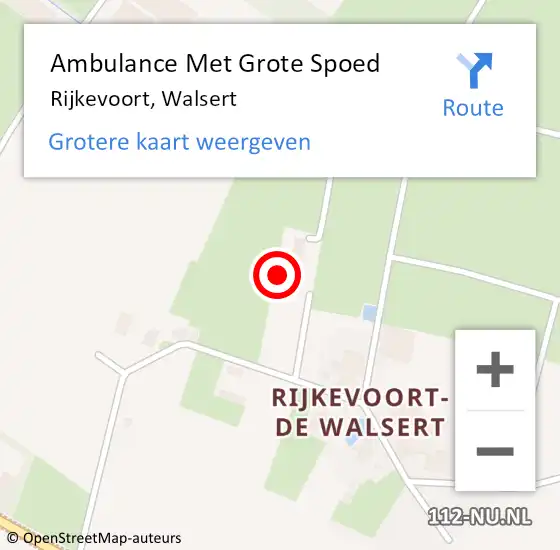 Locatie op kaart van de 112 melding: Ambulance Met Grote Spoed Naar Rijkevoort, Walsert op 5 april 2024 14:53