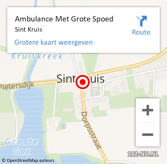 Locatie op kaart van de 112 melding: Ambulance Met Grote Spoed Naar Sint Kruis op 5 april 2024 15:00