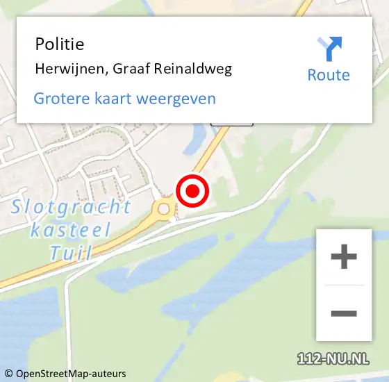 Locatie op kaart van de 112 melding: Politie Herwijnen, Graaf Reinaldweg op 5 april 2024 15:14