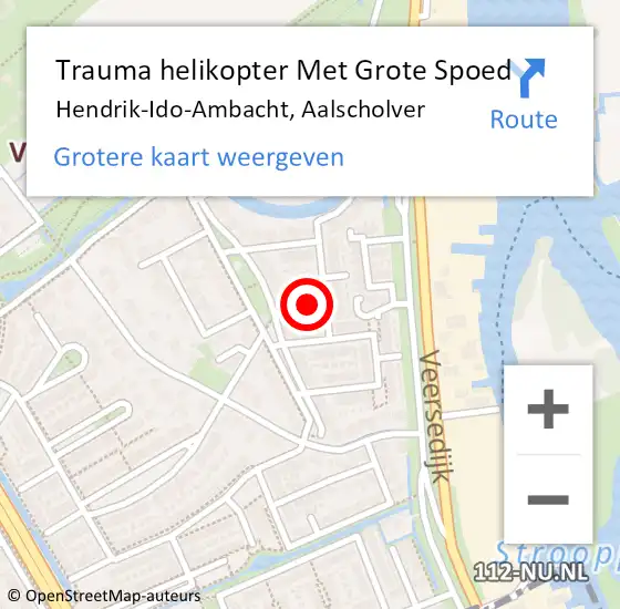 Locatie op kaart van de 112 melding: Trauma helikopter Met Grote Spoed Naar Hendrik-Ido-Ambacht, Aalscholver op 5 april 2024 15:22