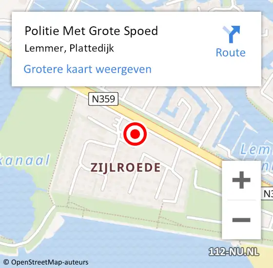 Locatie op kaart van de 112 melding: Politie Met Grote Spoed Naar Lemmer, Plattedijk op 5 april 2024 16:15