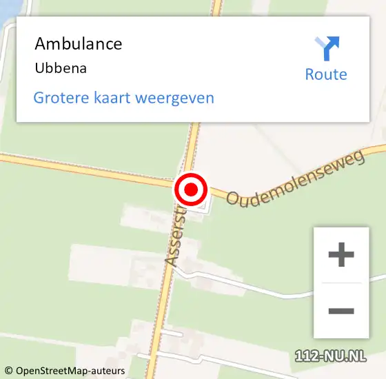 Locatie op kaart van de 112 melding: Ambulance Ubbena op 5 april 2024 16:20