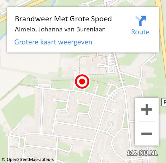 Locatie op kaart van de 112 melding: Brandweer Met Grote Spoed Naar Almelo, Johanna van Burenlaan op 5 april 2024 16:29