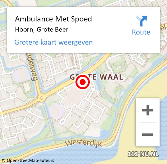Locatie op kaart van de 112 melding: Ambulance Met Spoed Naar Hoorn, Grote Beer op 5 april 2024 16:40