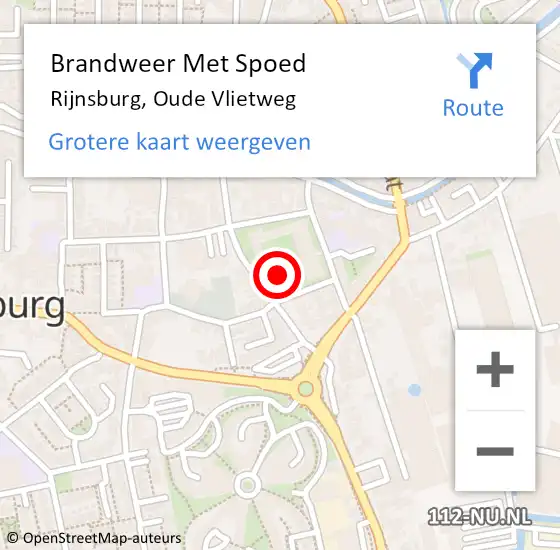 Locatie op kaart van de 112 melding: Brandweer Met Spoed Naar Rijnsburg, Oude Vlietweg op 5 april 2024 16:44