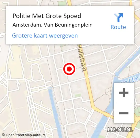 Locatie op kaart van de 112 melding: Politie Met Grote Spoed Naar Amsterdam, Van Beuningenplein op 5 april 2024 17:03