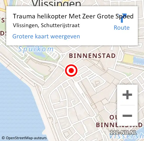 Locatie op kaart van de 112 melding: Trauma helikopter Met Zeer Grote Spoed Naar Vlissingen, Schutterijstraat op 5 april 2024 17:20