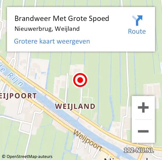 Locatie op kaart van de 112 melding: Brandweer Met Grote Spoed Naar Nieuwerbrug aan den Rijn, Weijland op 5 april 2024 17:24