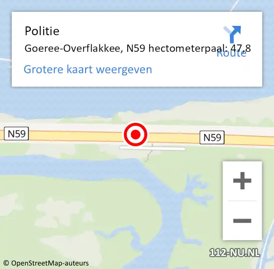 Locatie op kaart van de 112 melding: Politie Goeree-Overflakkee, N59 hectometerpaal: 47,8 op 5 april 2024 17:32