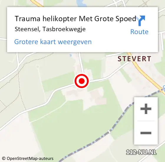 Locatie op kaart van de 112 melding: Trauma helikopter Met Grote Spoed Naar Steensel, Tasbroekwegje op 5 april 2024 17:39