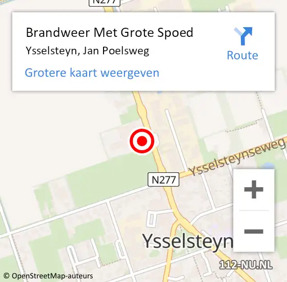Locatie op kaart van de 112 melding: Brandweer Met Grote Spoed Naar Ysselsteyn, Jan Poelsweg op 5 april 2024 18:01
