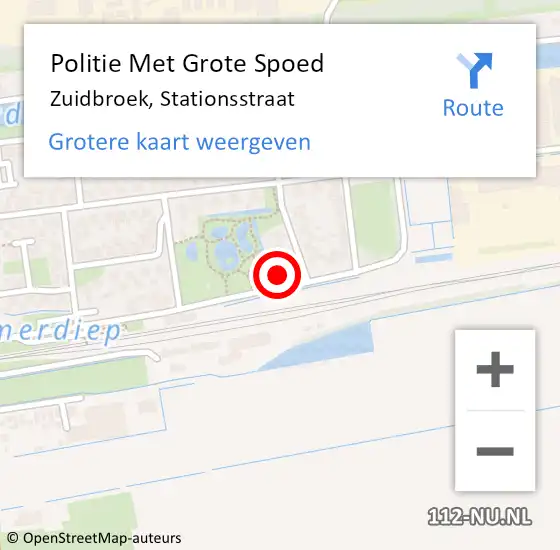 Locatie op kaart van de 112 melding: Politie Met Grote Spoed Naar Zuidbroek, Stationsstraat op 5 april 2024 18:14