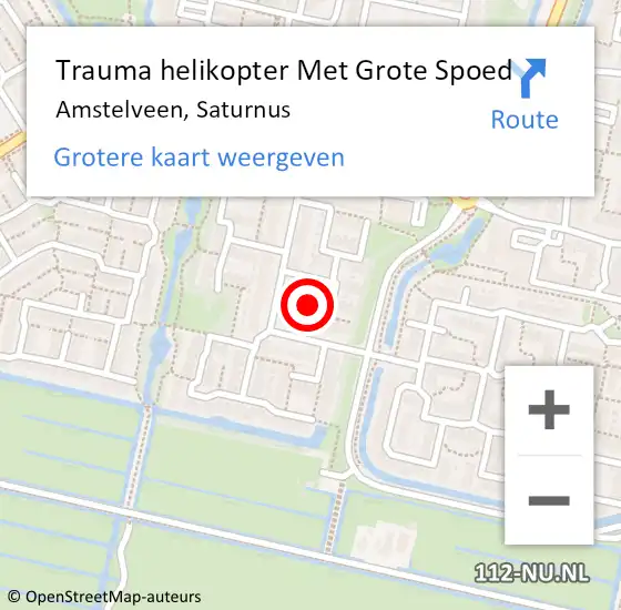 Locatie op kaart van de 112 melding: Trauma helikopter Met Grote Spoed Naar Amstelveen, Saturnus op 5 april 2024 18:15