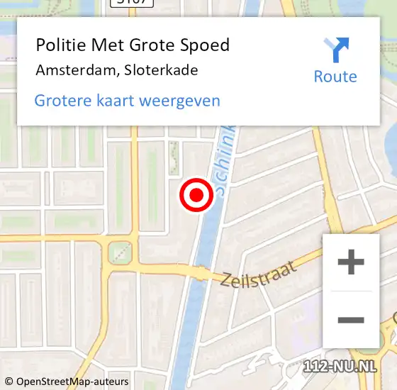 Locatie op kaart van de 112 melding: Politie Met Grote Spoed Naar Amsterdam, Sloterkade op 5 april 2024 18:34