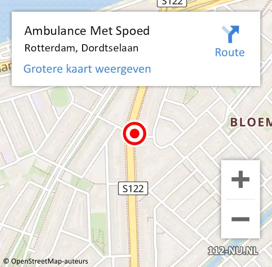 Locatie op kaart van de 112 melding: Ambulance Met Spoed Naar Rotterdam, Dordtselaan op 5 april 2024 18:39