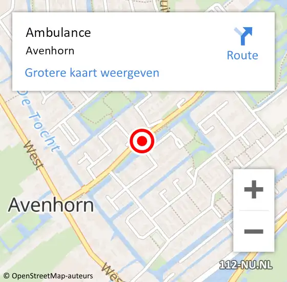 Locatie op kaart van de 112 melding: Ambulance Avenhorn op 5 april 2024 18:46