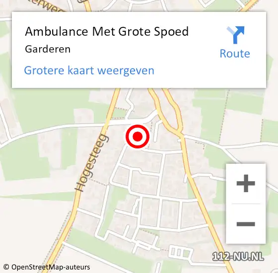 Locatie op kaart van de 112 melding: Ambulance Met Grote Spoed Naar Garderen op 5 april 2024 19:00