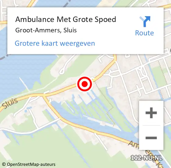 Locatie op kaart van de 112 melding: Ambulance Met Grote Spoed Naar Groot-Ammers, Sluis op 5 april 2024 19:19