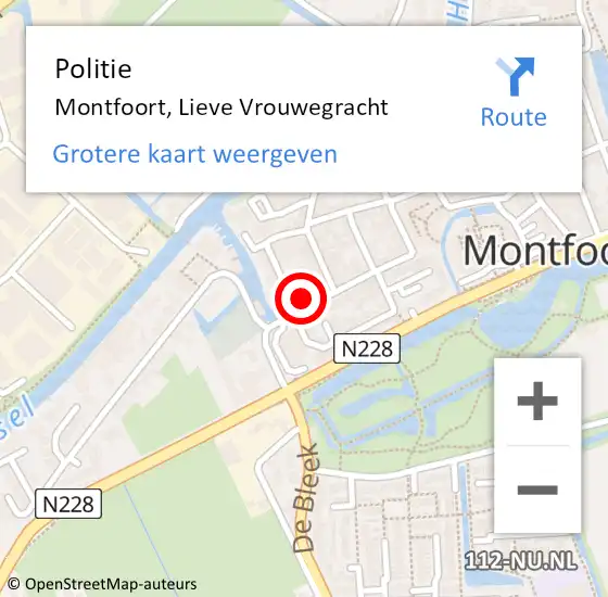 Locatie op kaart van de 112 melding: Politie Montfoort, Lieve Vrouwegracht op 5 april 2024 19:44