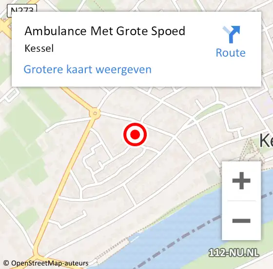 Locatie op kaart van de 112 melding: Ambulance Met Grote Spoed Naar Kessel op 5 april 2024 20:31