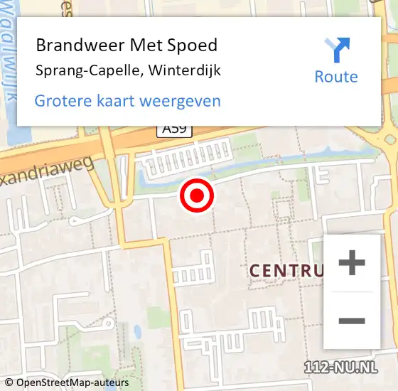 Locatie op kaart van de 112 melding: Brandweer Met Spoed Naar Sprang-Capelle, Winterdijk op 5 april 2024 20:49