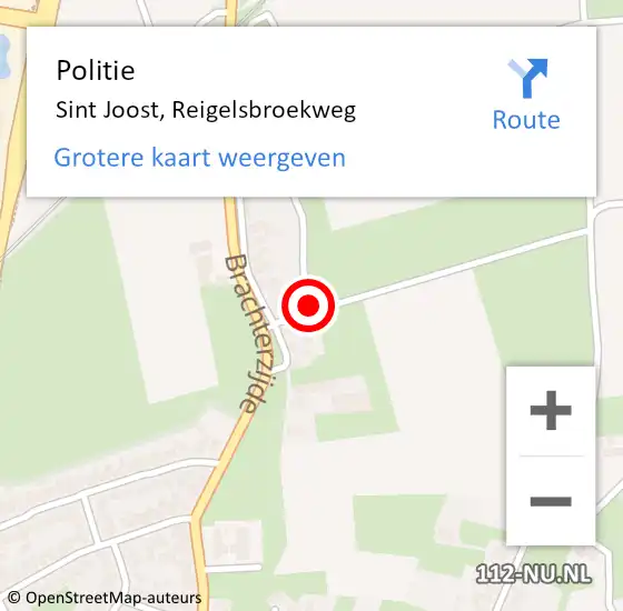 Locatie op kaart van de 112 melding: Politie Sint Joost, Reigelsbroekweg op 5 april 2024 21:14