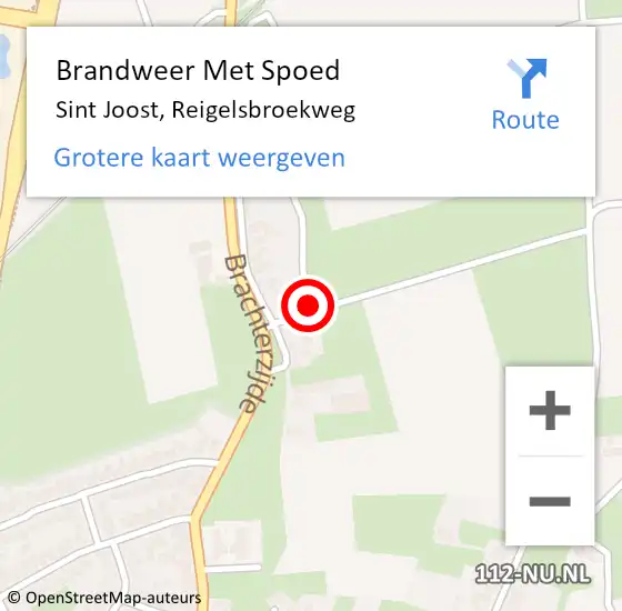 Locatie op kaart van de 112 melding: Brandweer Met Spoed Naar Sint Joost, Reigelsbroekweg op 5 april 2024 21:17